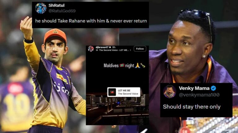 KKR کے خراب حالات پر مداح برہم: ڈوین براوو کی مالدیپ میں چھٹیاں اور گوتم گمبھیر کی واپسی کا مطالبہ